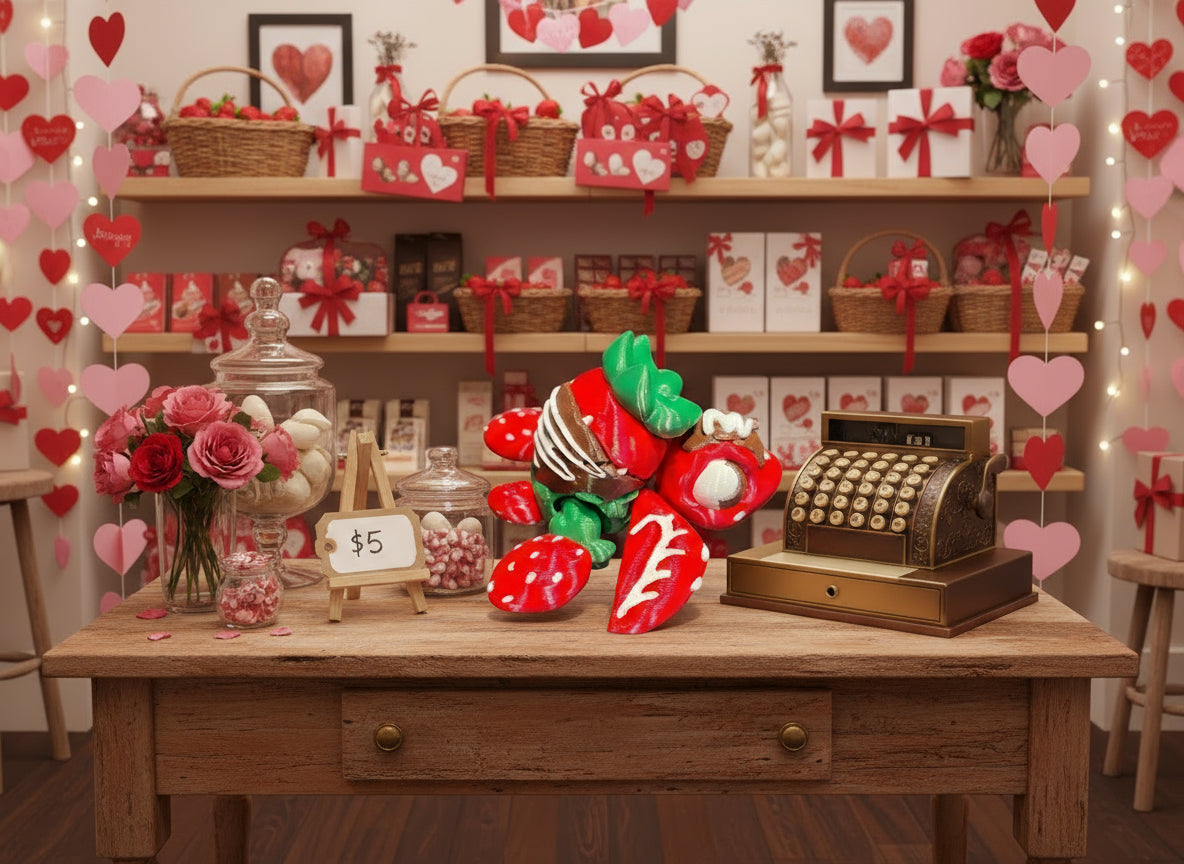 Assorted chocolate candies on a textured gray surface